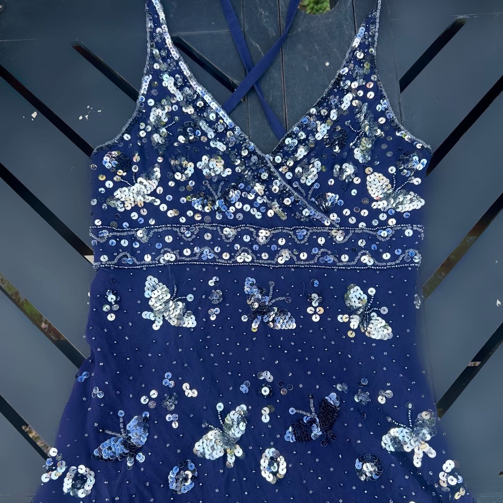 Vintage Bebe Sequin Beaded Butterfly Top